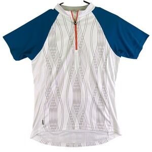 Bontrager Cycling Top Women's Small Solstice Jersey WSD White Blue‎ Geometric